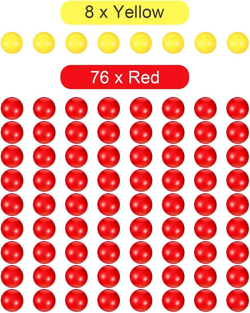 Gejoy 84 Pieces Game Replacement Balls - 4 Sets Compatible with Hungry Hungry Hippos, 76 Red & 8 Yellow Balls