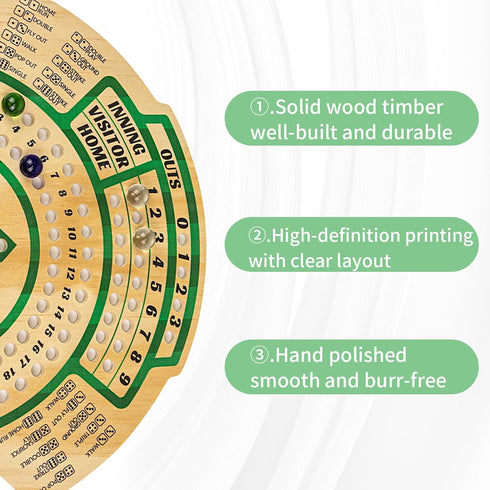 Wood,12 WodGod Baseball Board Game,Baseball Dice Board Game,Solid Colourful Beads and Dice,Manual