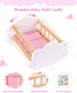 12-16 Inches BABESIDE Wooden Baby Dolls Bed for Doll, Rocking Babys Doll Crib, Sleep Bed, Baby Dolls Accessories