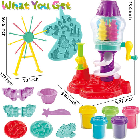 Sets 2-4, 4-8 Dough Play for Kids Ages Unicorn Theme Dough Tools Toys, Creations Dough Ferris Wheel Kits, Candy