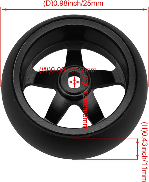 4pcs RC 5 Spoke Wheel Drift Tyre - Black Wheel Rims Replacement for WL 1/28 K969 K989 P929 RC Car