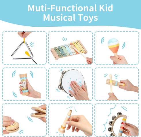 Set 1-3 Set ZJEFUNS Baby Musical Instruments Wooden Montessori Toys for Toddlers Percussion Instruments Modern Boho
