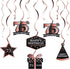LINGTEER Happy 75th Birthday Decorations, 12Pcs Black & Rose Gold Swirls Streamer Set for 75 Years Old Bday Party