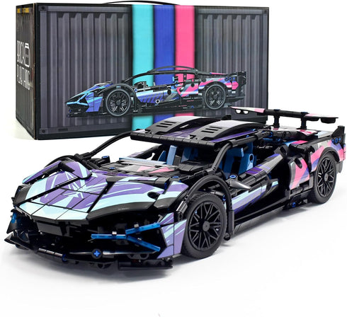 STEM Building Car - 1:14 Building Blocks Construction Toy, Collectible Lambo Cars for Boys 8-16 and Adults