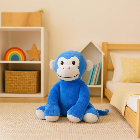 Ape Monkey Stuffed Animal Plush Toy, Soft Cute Blue Monkey for Toddlers & Kids, 7.9"