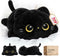 Mewaii Cute Black Cat Plush Pillow, Kawaii Plushies Black Cat Stuffed Animals,