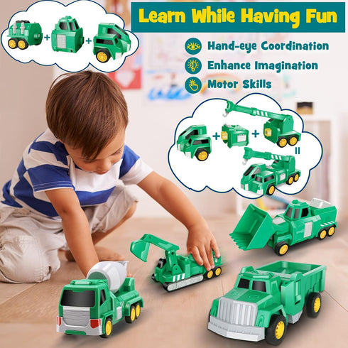 Laradola 5 in 1 Construction Toys for Kids Ages 4-8, Transform Robot Cars, STEM Building Gifts for Boys Girls