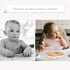 Silicone Baby Feeding Set - Toddler Led Weaning Supplies - Kids Plate, Bowl, Spoon and Fork Set (Cream)