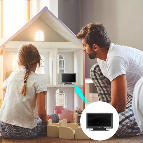 2 Pieces Dollhouse Miniature Furniture 1:12 TV Television with Remote Control Dollhouse Mini Model Toy Decoration