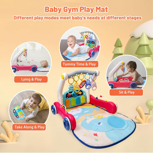 Cuterabit Tummy Baby Gym Play Mat & Baby Walker, Baby Activity Center with Music and Light, Time Mat, Push Toys