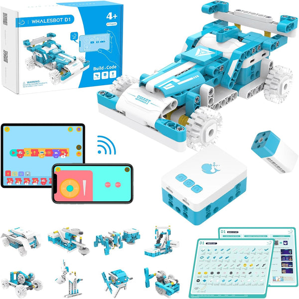 WhalesBot D1 21-in-1 STEM Coding Robot Kit for Kids (Ages 4+), 280+