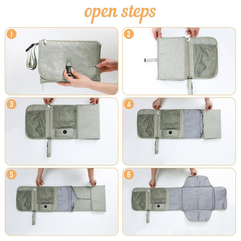 Cateep Portable Baby Diaper Changing Pad with Wipe Dispenser and Waste Bag Dispenser Detachable Diaper Changing Travel