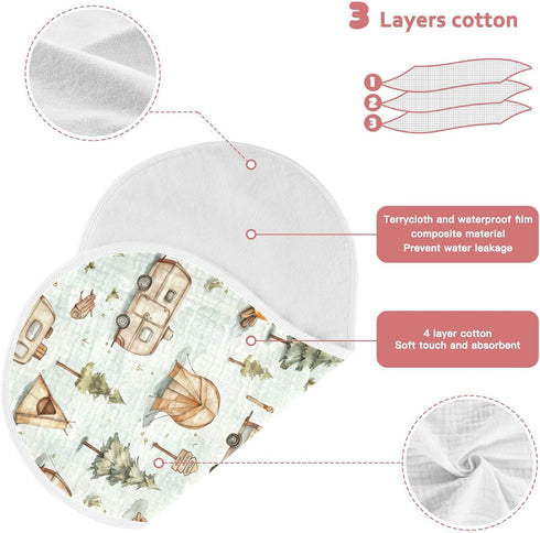 Set 4 Pack vvfelixl Baby Burp Cloths Cartoon Camping Caravan Baby Newborn Cotton Burping Cloths Babys Washcloths