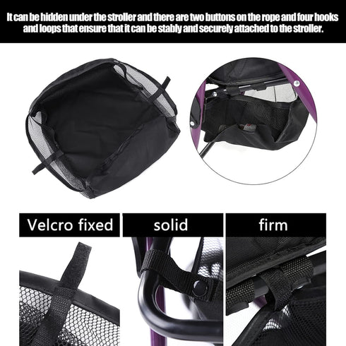 Baby Stroller Organizer, 1Pc Pushchair Bottom Basket Storage Case, Buggy Shopping Organizer Bag