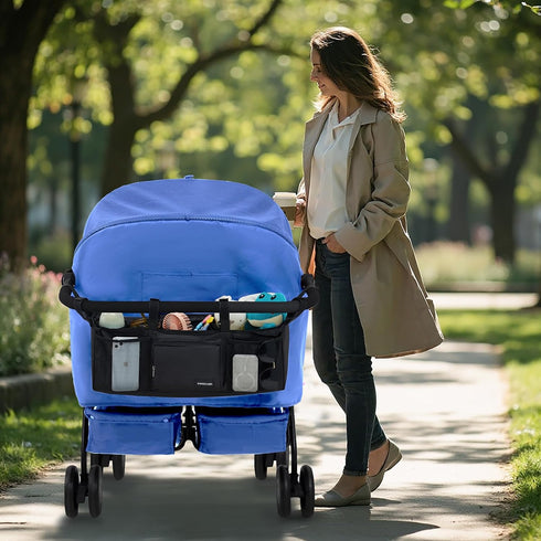 VMEECARL 2 GT2 Double Stroller Organizer Universal with Insulated Cup Holders & Cooler Bag, Large Storage Parent