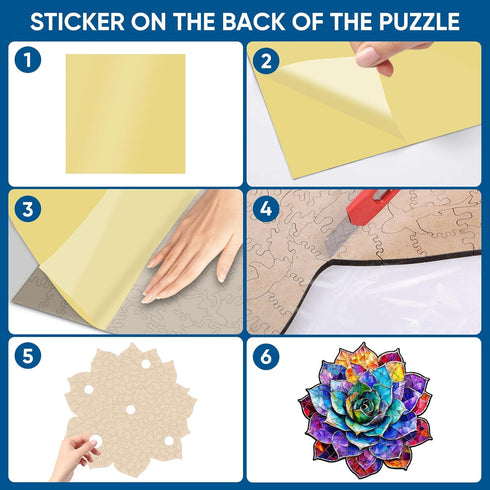 500 16.4'' 16.7'' Delobil Stained Glass Succulent Wooden Puzzles for Adults, Pieces Mandala Jigsaw Puzzles, Unique