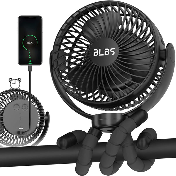Stroller Fan - 65Hrs 12600mAh Rechargeable, Timing Car Seat, Portable Clip On
