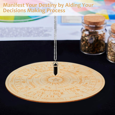 Star Pendulum Board Wooden Dowsing Board for Divination, Metaphysical Message Board for Witchcraft Supplies (5.9 Inch)