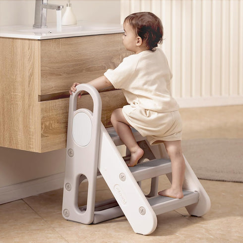 Mloong Kids Step Stool Foldable for Bathroom Sink, Easy Folding Non-Slip Bathroom