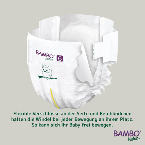 Bambo Nature Premium Baby Diapers - Green Bag, Size 6, 40 Count