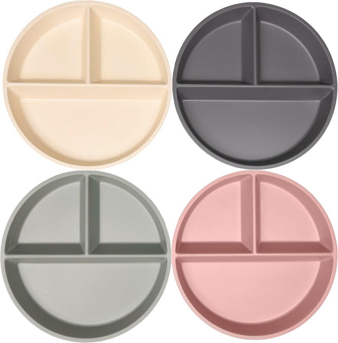 WeeSprout Divided Bamboo Plates for Kids, Food Grade Natural Bamboo, Kid-Sized Reusable Tableware, Dishwasher Safe, Set