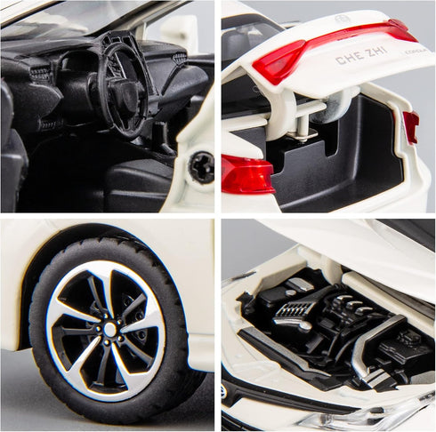 BDTCTK Compatible 1:32 Corolla Model Car, Zinc Alloy Pull Back Toy Car with Sound and Light for Kids, White