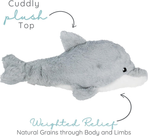 Cozy Dolphin - Microwavable & Weighted Plush Stuffed Animal - Heated Plushie for Warmth - Cute, Soft, Toy for Adults