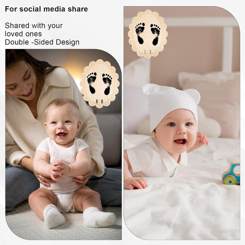 Josojoou 5.7in 3D Baby Name Announcement Sign, Wooden Newborn Birth Announcement Sign, Double-sided Hello World Newborn