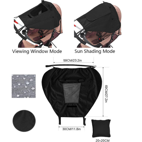 Baby Stroller Sun Shade, Universal Blackout Cover with Breathable Shield, Easy Installation Sun Rain Shade
