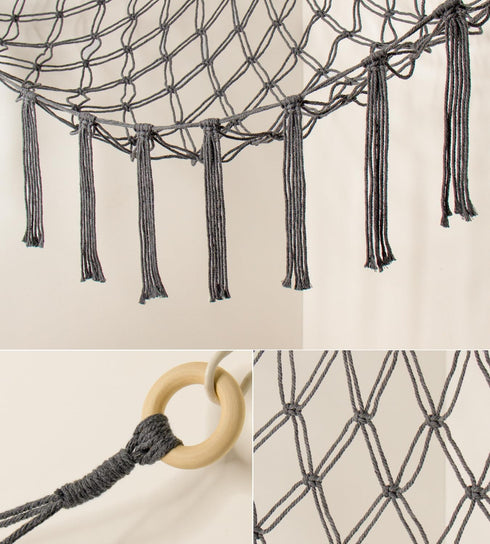 Large Stuffed Animal Storage Hammock Net - Toy Organizer Holder for Baby Nursery Room Decor - Grey