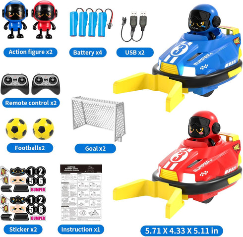 Set 2 360Rotating|Christmas 3 4 5 bessome Cute Cartoon Remote Control Bumper Car Toy of Players Football Games|Toddlers