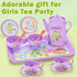 Set Set, 3 4 5 6 Lajeje Dinosaurs Tea Party for Little Girls, Pretend Plastic Teapot Princess Tea Time Play Kitchen Toy