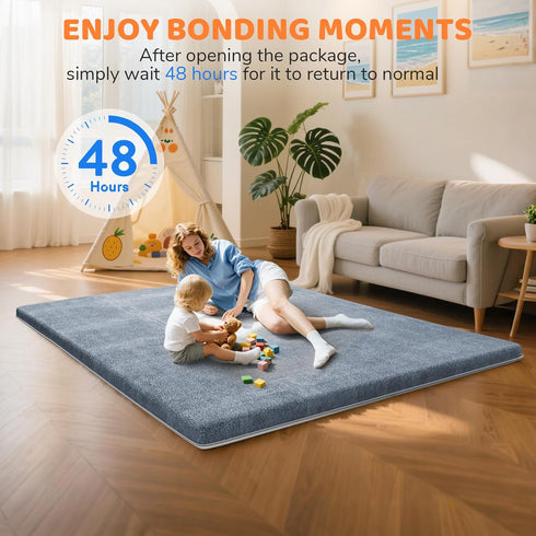 1.3" 47x47 Inch Tummy Omzer Baby Play Mat for Floor - Thick Foam Playpen Mats with Removable & Washable Cover for Time