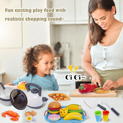 Set,Kitchen Girls(72 Kids Kitchen Toy Cookware with Play Food Toy Play Accessories with Pots and Pans,Cutting Food Toy