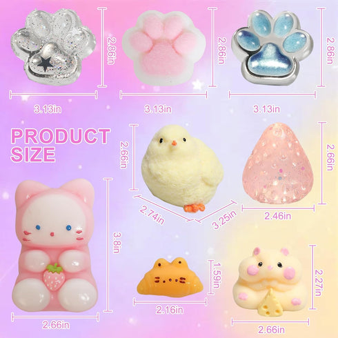 Yidayes 19pcs Pack,Fidget 4-8 8-12 Squishy Toys Kit,Include taba Squishies Party Favors for Kids Treasure Box Toys