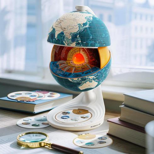 8 Inch 8-13, 6+ Science Can Openable Globe for Kids, Interactive World Globe, Talking Model with Knowledge & Quiz Mode