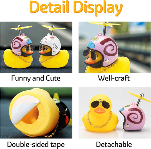 wonuu Rubber Duck Car Decorations, Cute Yellow Duck Dashboard Ornaments with Propeller (Snail-Y)