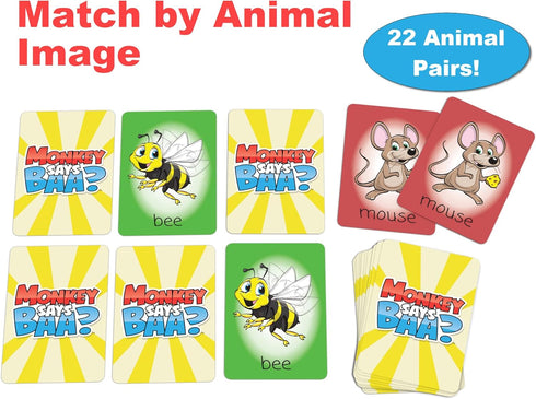 Monkey Says Baa? Animal Matching Game for Kids Ages 4+, Play Traditional Matching or Match to Mimicked Animal Sounds