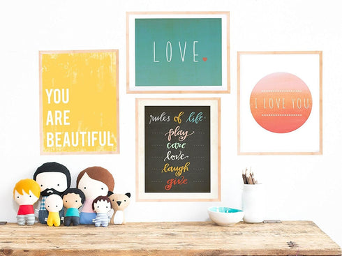 Rules of Life Collection, Set of Four 08x10 Inch Print Wall Art, Eco-Friendly Nursery Decor, Baby Room, Playroom