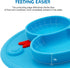 Baby Divided Plate Silicone - Portable Non Slip Feeding Plate with Suction Cup for Kids, BPA Free (Duck-Blue)