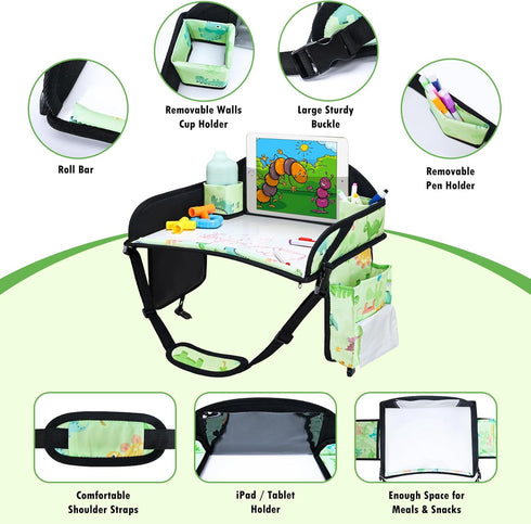Kids Travel Tray, Car Seat Tray for kids Travel, Toddler Road Trip Essentials With Drawing Kit, Toddler Lap Desk