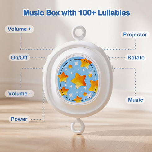 (100+ Unicorn Baby Crib Mobile for Girls with Music Box Lullabies), Rotating Plush Crib Toys for Newborns, Infant, Baby