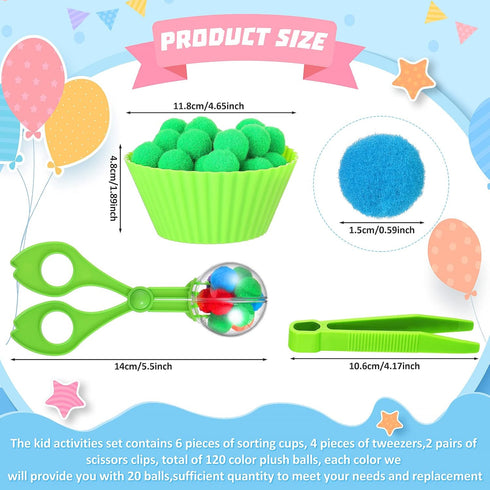 142 Set 12 8 2 120 Counting Pieces Fine Motor Skills Handy Scooper Sensory Bin Filler Includes Sorting Bowls, Tweezers