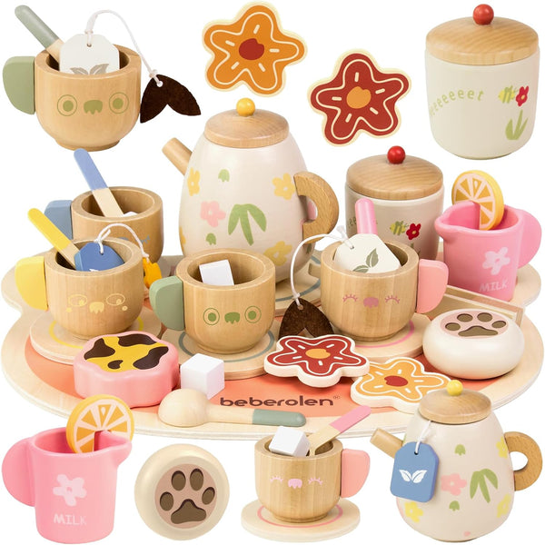 Beberolen Tea Party Set for Toddlers 3-5 Girls Boy Birthday Gift Pretend