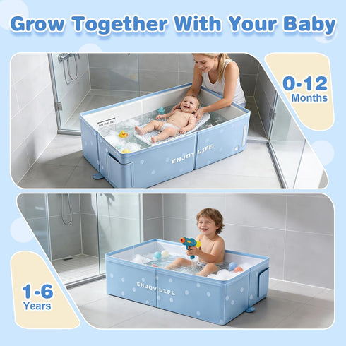 1-8, Toddler Bath Tub for Shower, Foldable Baby Bathtub, Portable Kids Bathtub & Collapsible Bathtub for Toddlers