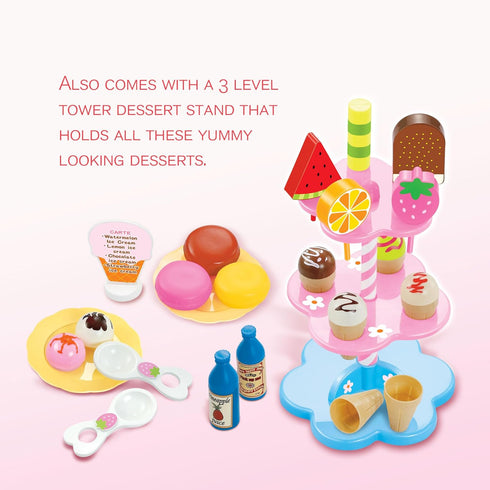 PowerTRC 22 Pcs Sweet Treats Ice Cream & Desserts Tower Playset for Kids' Adventures