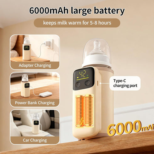 BOKASM 6000 Portable Baby Milk Bottle Warmer for Breastmilk and Formula Feeding,Travel Baby Bottle-Feeding Breast Milk
