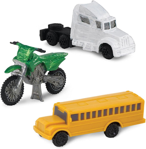 Safari Ltd On the Road TOOB - Figurines: Semi-Truck, Motorcycle, Police Car, School Bus & More - Educational Toys for