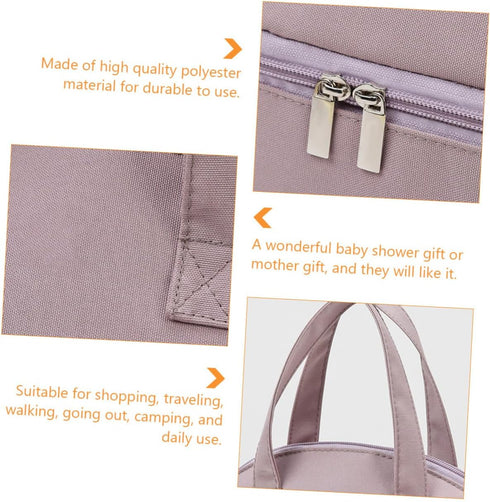 FRCOLOR Portable Insulated Breast Milk Storage Bag for Mothers, Purple Polyester Care Tote with Thermal Fresh-keeping