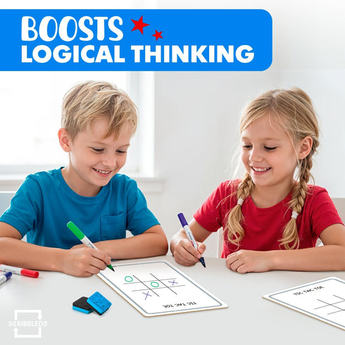 9x6 Inch SCRIBBLEDO Tic Tac Toe Game Dry Erase Board Double-Sided Whiteboard Reusable Classroom Learning Tool Fun